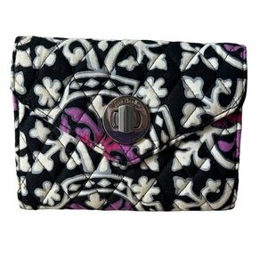 Vera Bradley Your Turn Wristlet Wallet Scroll Medallion Black Pink Quilted